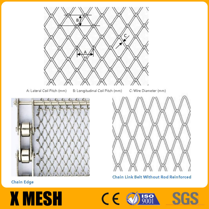 chain link belting without rod reinforced